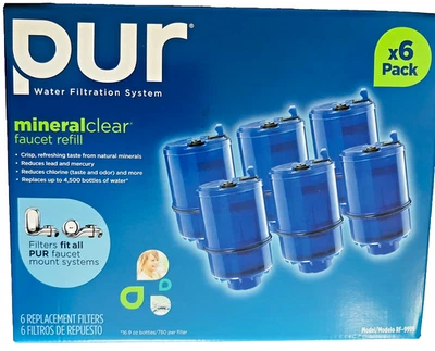Genuine PUR Water Faucet Filter Replacement RF-9999 Mineral Clear 6 PACK SEALED - Image 1 of 4