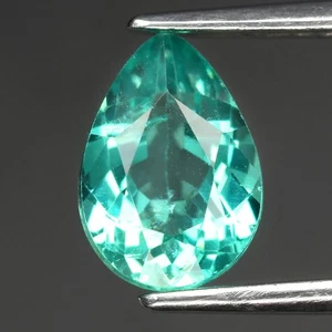 💎 1.26ct 8x5.7mm Pear Natural Green Apatite - Unheated, Brazil Gemstone - Picture 1 of 4
