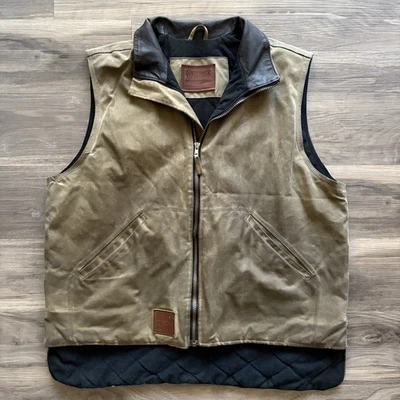 Outback Trading Company Sawbuck Vest Mens Size L Oilskin Waxed Jacket Lined Worn - Image 1 of 4