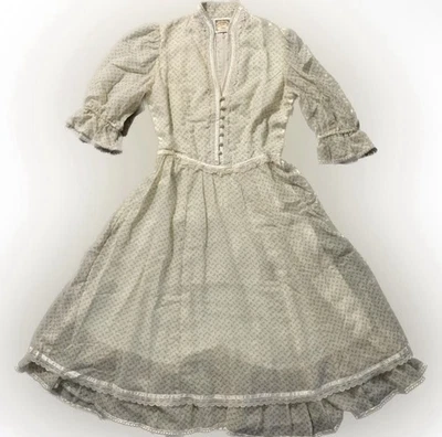 Gunne Sax Cream & Pink Floral Heart Lace Pearl Button Midi Dress - Image 1 of 4