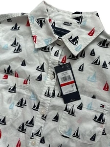 Tommy Hilfiger Damen XS Segelboot Kurzarm Hemd mit Knopfleiste Neu mit Etikett Camp Shirt - Bild 1 von 9