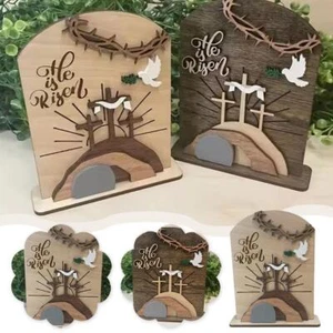 Empty Tomb “ He Is Risen” Religious Decor Easter Scene Cross Decoration.. Q4I3 - Picture 1 of 15