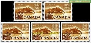5x CANADA 1965 CANADIAN OTTAWA PROVINCE MINT FV FACE 25 CENT MNH STAMP LOT - Picture 1 of 2