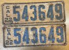 (2) - MATCHING PAIR 1922 CALIFORNIA LICENSE PLATES