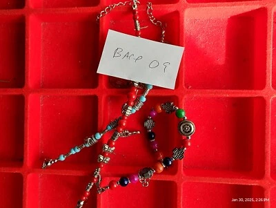 Brazalete Brazalete 3 Piezas Colorido Boho Tibetano Plata Joyería Piedra Natural Dije Foto 1 de 4