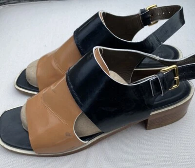 MARNI Italia Sandalias Cuero Talla 40.5 10.5 Negro Marrón Eslinga Foto 1 de 4
