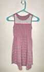 Pinky Los Angeles Laced Striped Tank Dress Girls Size 7 Sleeveless Pink Gray 