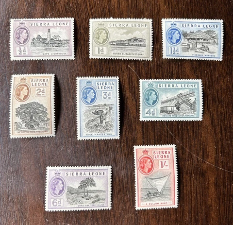 1956 SIERRA LEONE MINT STAMPS SHORT SET LANDSCAPES QUEEN ELIZABETH II Cover