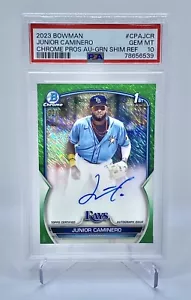 PSA 10 Junior Caminero 2023 Bowman Chrome 1st Auto Green Shimmer Refractor /99 - Picture 1 of 2