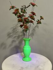 Rare Vtg UV Reactive Small Plastic Dragon Vase w/ Flowers & Butterflies Insert