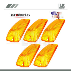 5pcs Roof Running Light Cab Marker Amber Cover Top Lamp For 1988-2000 Chevy GMC
