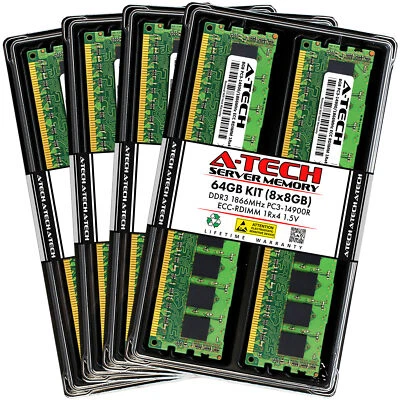 64GB 8x 8GB PC3-14900R RDIMM ASUS Z9NH-D12/FDR Z9PH-D16/QDR Z9PP-D24 Memory RAM - Image 1 of 3