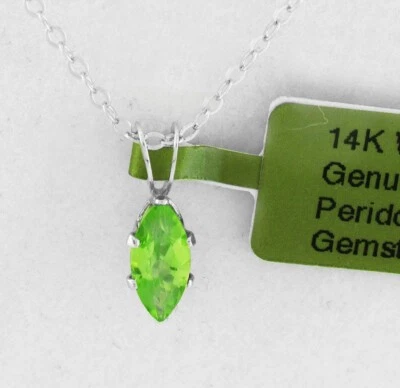 GENUINE 0.67 Cts PERIDOT PENDANT  14k WHITE GOLD - Free Certificate Appraisal - Image 1 of 4