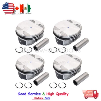 4 Set Pistons & Rings Kit For Buick Chevrolet GMC Pontiac G5 G6 Saturn 2.4L Foto 1 de 4