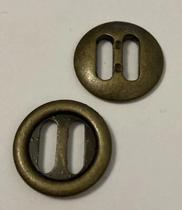 Real Metal Antique Brass / Bronze Tone Slot Buttons 18mm (28L) Pack of 6 - Picture 1 of 3