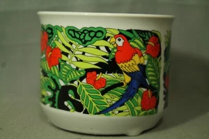 vintage Takahashi porcelain china cache pot flowerpot jungle parrot bird - Picture 1 of 4