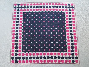 Vintage Novelty Print Hankie with Pink and Navy Blue Dots - Picture 1 of 5