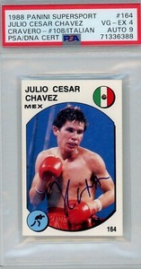 Julio Cesar Chavez 1988 Panini Supersport #164 Rookie Autograph PSA 4 Auto 9