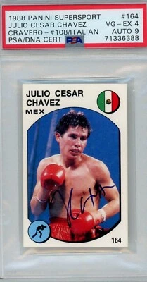 Julio Cesar Chavez 1988 Panini Supersport #164 Rookie Autograph PSA 4 Auto 9 - Image 1 of 2