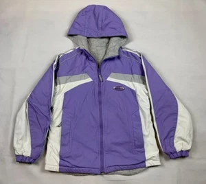 rothschild girls jacket outerwear large 14 hooded purple white gray reversible - Picture 1 of 7