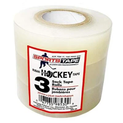 SportsTape Hockey Tape Multipack, Clear, 3 Roll