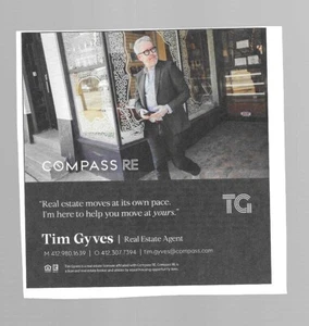 Tim Gyves, agente de bienes raíces, brújula RE Pittsburgh 2022 anuncio impreso - Imagen 1 de 1