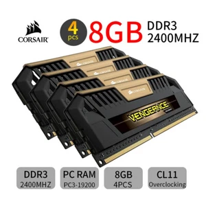 Corsair VENGEANCE Pro 32GB 16GB 8G 4G DDR3 OC 2400MHz PC3 PC Memory RAM LOT Gold - Picture 1 of 12