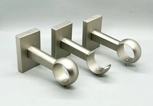 Pottery Barn Pewter Curtain Rod Holders, Wall Brackets 1.25” w/ Center Support - Picture 1 of 6