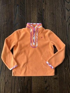 Lilly Pulitzer Girls 7 Pastel Orange Micro Fleece 1/4 Zip Pocket Jacket - GUC! - Picture 1 of 11