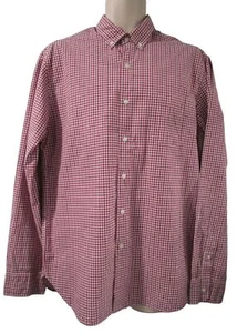 J Crew Classic Red White Blue Check Mens Cotton Button Down Large EUC - Picture 1 of 21
