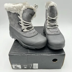 Sorel Snow Angel Boots Suede Faux Fur Lace-up Women’s Size 5 EU 36 Gray NEW - Picture 1 of 17