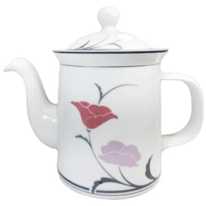 BELLES FLEURS GRAY by Dansk Round Coffee Pot 8" tall NEW NEVER USED made Japan - Picture 1 of 8