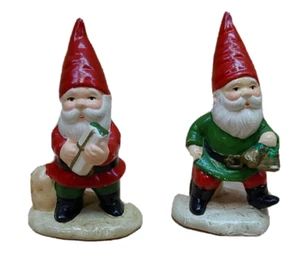 2 estatuillas de cerámica vintage Lefton Mr. Santa Claus decoración navideña - Imagen 1 de 7