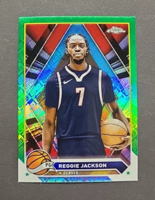 Reggie Jackson - Nuggets - Topps Chrome 2023/24 - Green Logo Refractor - #168 - Image 1 of 2