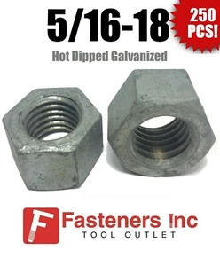 (Stck 250) 5/16-18 kohlenstoffarme Klasse 2 fertige Sechskantmuttern feuerverzinkt - Bild 1 von 2