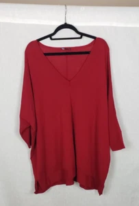 Eileen Fisher Knit Sweater 1X Cherry Red V neck Casual Minimalist Valentines Day - Picture 1 of 8