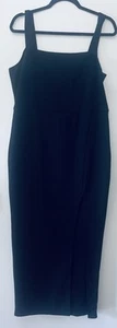 Maxi Vestido Negro Talla Grande Muslo Dividido Sólido Talla 1xL SHEIN - Imagen 1 de 5