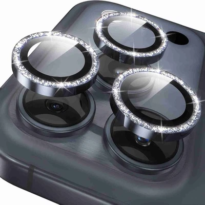 For iPhone 16 17 Pro Max Diamond Bling Camera Lens Tempered Glass Protector Case - Image 1 of 4