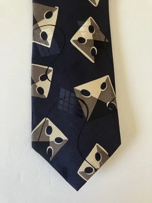 Bugatti мужской галстук галстук шелк жаккард черный серый желтовато-коричневый геометрический сделано в США 57» - Изображение 1 из 4