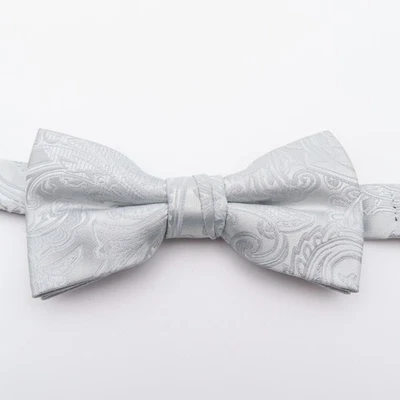 Pajarita J Ferrar Plateada Paisley 2.25" Ancho Pre Corbata Poliéster Esmoquin Formal Foto 1 de 4