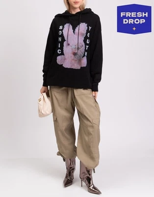 RRP €470 R13 Pullover Hoodie Size M Logo Black Printed Bunny - Image 1 of 4