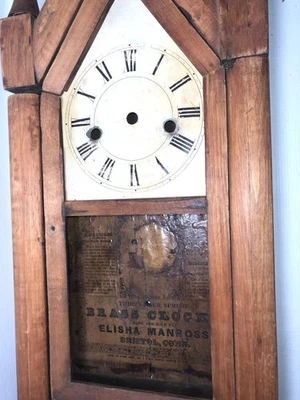 古董 Steeple 时钟 Elisha Manross 黄铜机芯主弹簧 - 零件 — 第 1/4 张图片