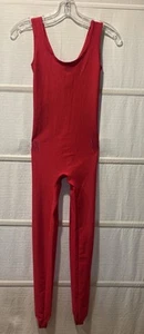 Body Unitard vintage Marika rosso a costine in spandex con staffa ~ S/M ~ come nuovo in ottime condizioni - Foto 1 di 7