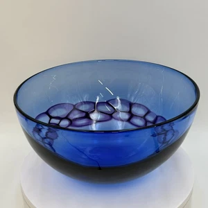 Paul Brayton Art Glass Serving Bowl 2017, Signed, Cobalt Blue 11"x6" - Picture 1 of 11