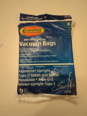 9 Vacuum Bags Kenmore Type U, 50688, 50690, Panasonic U-2, Miele Type Z - Image 1 of 4