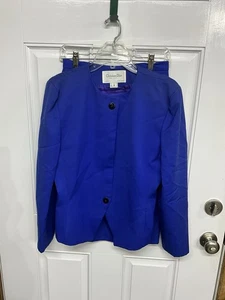 Vintage 80s Christian Dior THE SUIT Size 8 Cobalt Blue 100% Wool Excellent - Picture 1 of 9