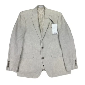 Bar III Mens Slim Fit 100% Linen Solid Suit Jacket Light Tan 40R - Picture 1 of 6