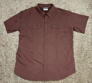 Camicia da pesca Columbia uomo Omni-Wick manica corta marrone leggera grande - Foto 1 di 9