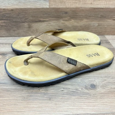 Bass Women 8.5 Brown 6G86 White Leather Strap Sandals Women - Image 1 of 4