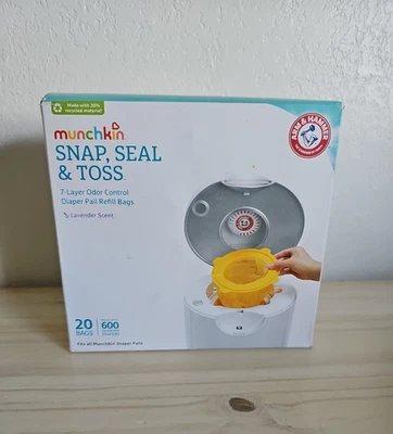Munchkin Snap, Seal & Toss 7 层薰衣草香味尿布桶装 20 包 — 第 1/4 张图片